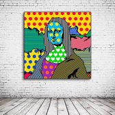 Pop Art Mona Lisa Acrylglas - 100 x 100 cm op Acrylaat glas + Inox Spacers / RVS afstandhouders - Popart Wanddecoratie