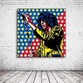 Pop Art Joey Ramone Canvas - 100 x 100 cm - Canvasprint - Op dennenhouten kader - Geprint Schilderij - Popart Wanddecoratie