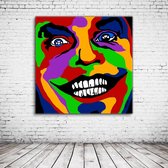 Pop Art The Joker Jack Nicholson Canvas - 80 x 80 cm - Canvasprint - Op dennenhouten kader - Geprint Schilderij - Popart Wanddecoratie