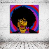 Pop Art Lauryn Hill Acrylglas - 100 x 100 cm op Acrylaat glas + Inox Spacers / RVS afstandhouders - Popart Wanddecoratie