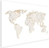 Wereldkaart Geometrische Gouden Lijnen Grijs - Poster 100x50