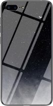 Sterrenhemel geschilderd gehard glas TPU schokbestendig beschermhoes voor iPhone 8 Plus/7 Plus (Starry Sky Crescent)