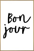 JUNIQE - Poster met kunststof lijst Bonjour -13x18 /Wit & Zwart