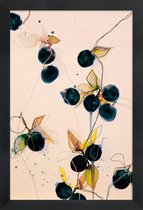 JUNIQE - Poster in houten lijst Blueberries 01 -40x60 /Blauw & Ivoor