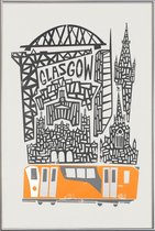 JUNIQE - Poster met kunststof lijst Glasgow Cityscape -30x45 /Grijs &