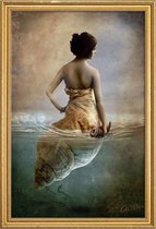 JUNIQE - Poster met houten lijst Hear Me Calling -40x60 /Blauw & Bruin