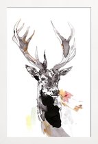 JUNIQE - Poster in houten lijst Hirsch 2 -40x60 /Grijs & Wit