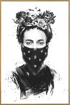 JUNIQE - Poster met kunststof lijst Rebel Girl -13x18 /Wit & Zwart