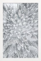 JUNIQE - Poster in houten lijst Snowy Forests -40x60 /Grijs & Wit