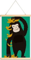 JUNIQE - Posterhanger Gorilla Green -40x60 /Groen & Zwart