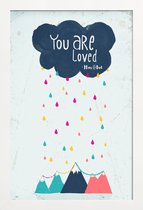 JUNIQE - Poster in houten lijst You Are Loved -20x30 /Blauw & Roze