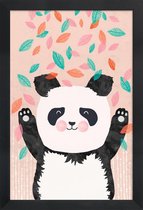 JUNIQE - Poster met houten lijst Panda kinderkamer illustratie -13x18