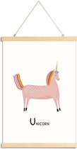 JUNIQE - Posterhanger Unicorn -40x60 /Roze