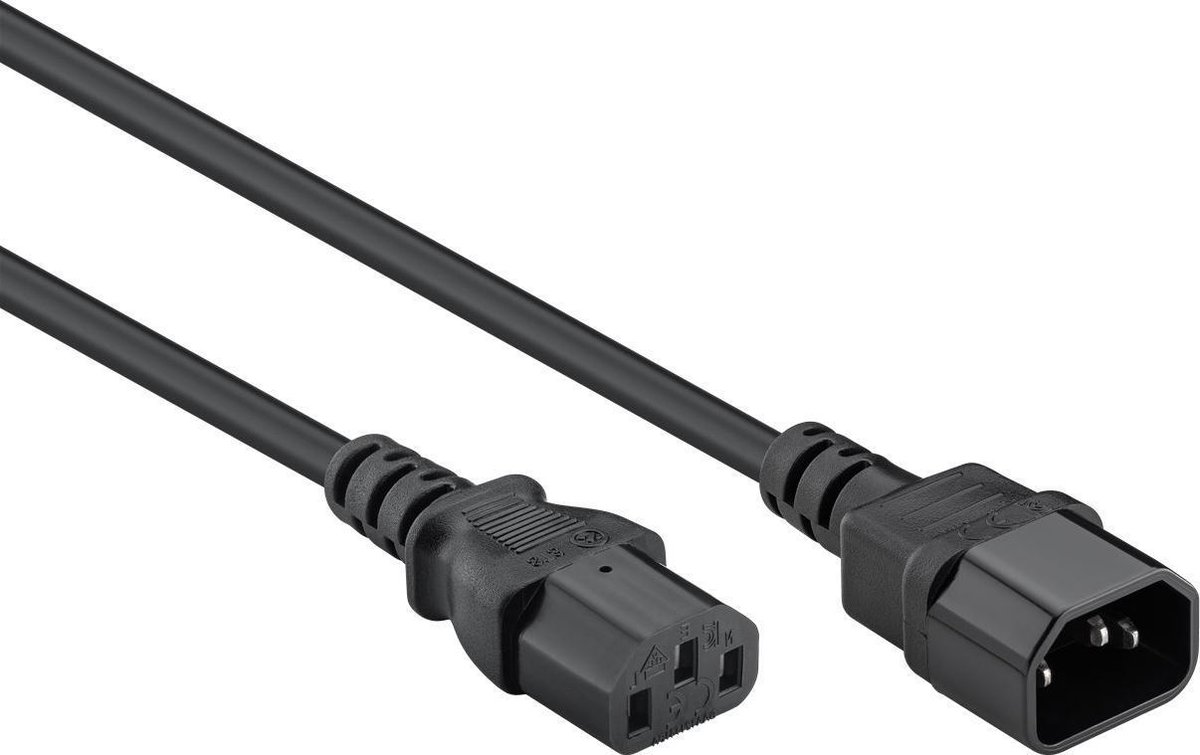 C13 naar C14 apparaatsnoer - Verlengkabel - 1 meter - Zwart - Allteq