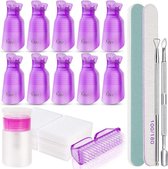 Nagellak Remover Gereedschap Set, Ywinler 10 STKS Nail Clips Caps Nail Remover Pads Driehoek Cuticle Pusher en Nagelborstels Nagelvijl en Nail Buffer Block Nail Polish Remover Pomp