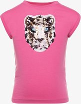 TwoDay meisjes T-shirt met tijgerkop - Roze - Maat 98/104