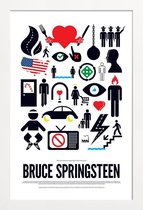 JUNIQE - Poster in houten lijst Bruce Springsteen -40x60 /Groen & Rood