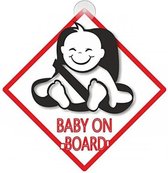 Panneau de voiture sans marque Bébé On Board 11 x 11 Cm rouge/blanc
