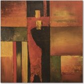 Schilderij - Abstracte blokken, bruin, 100x100, wanddecoratie