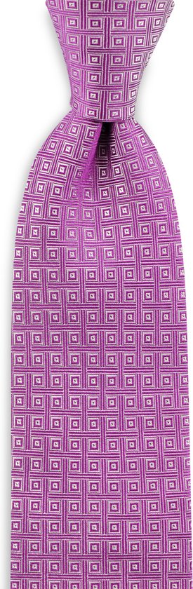 We Love Ties Tie The District, pure soie tissée, fuchsia / blanc