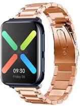 Stalen Smartwatch bandje - Geschikt voor Oppo Watch stalen band - rosé goud - Strap-it Horlogeband / Polsband / Armband - Oppo 46mm