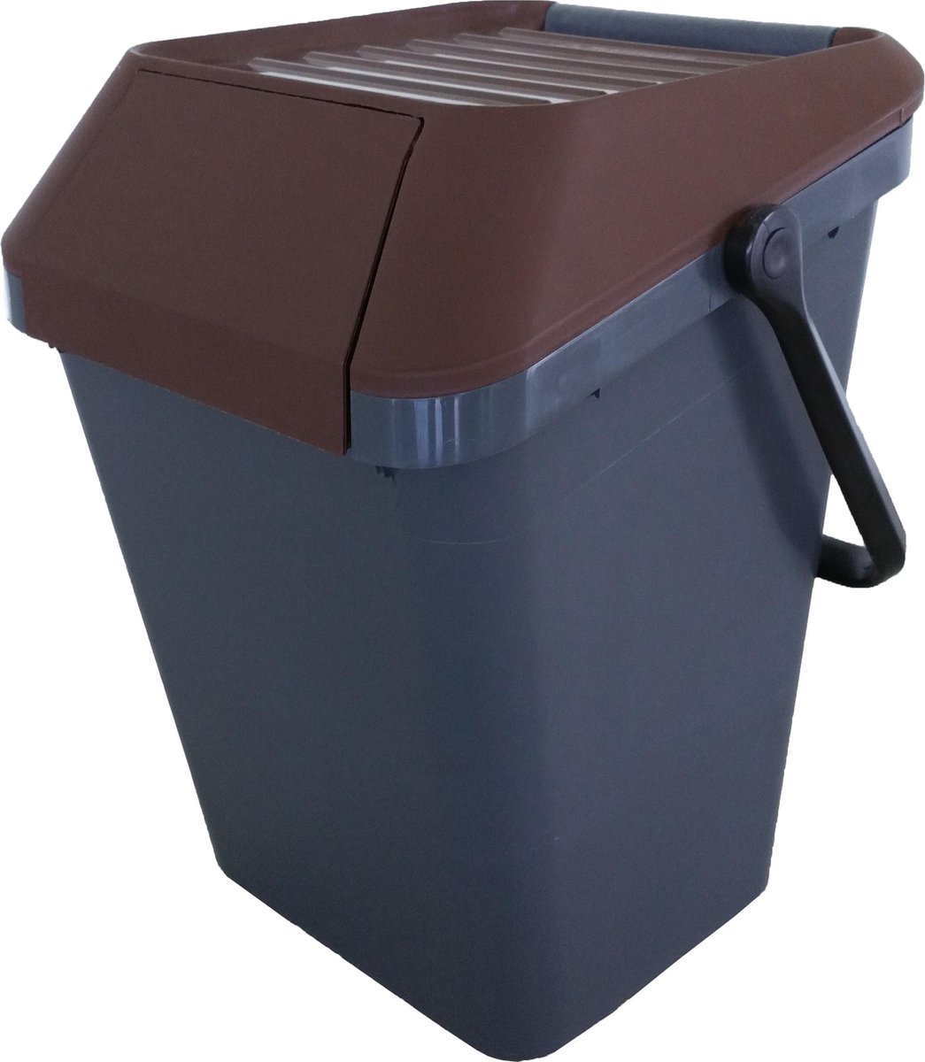 EasyMax afvalemmer 45 liter grijs, bruin | Stapelbaar