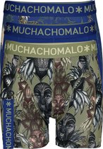 Muchachomalo boxershorts (3-pack) - heren boxers normale lengte - King Maori print met blauw -  Maat: S