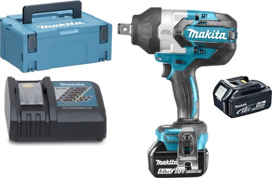 Makita DTW1001RTJ 18V Li-Ion Accu slagmoersleutel set (2x 5.0Ah accu) in Mbox – 1050Nm – 3/4″ – koolborstelloos