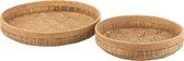 J-Line Set Van 2 Schalen Rond Rotan Naturel