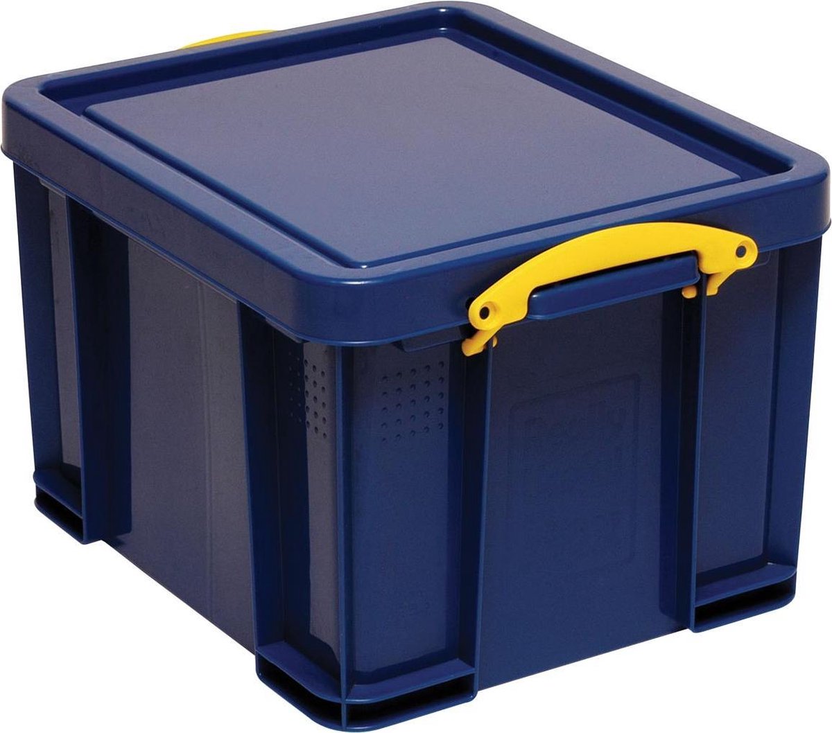 Really Useful Box opbergdoos 35 liter donkerblauw met gele handvaten - Really Useful Box