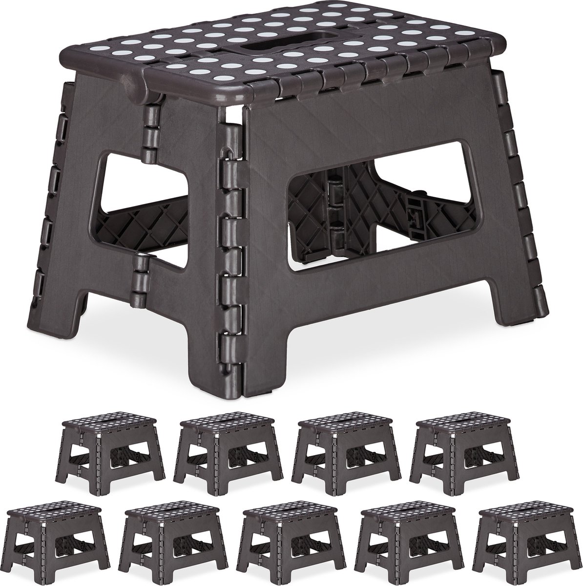 10x opstapje inklapbaar - tot 150 kg - 22 x 35 x 28 cm - keuken - grijs