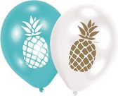 12x Ananas print ballonnen 27 cm - Tropische Hawaii thema feestartikelen/versieringen