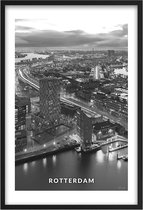 Poster Rotterdam - A2 - 42 x 59,4 cm - Inclusief lijst (Zwart Aluminium)