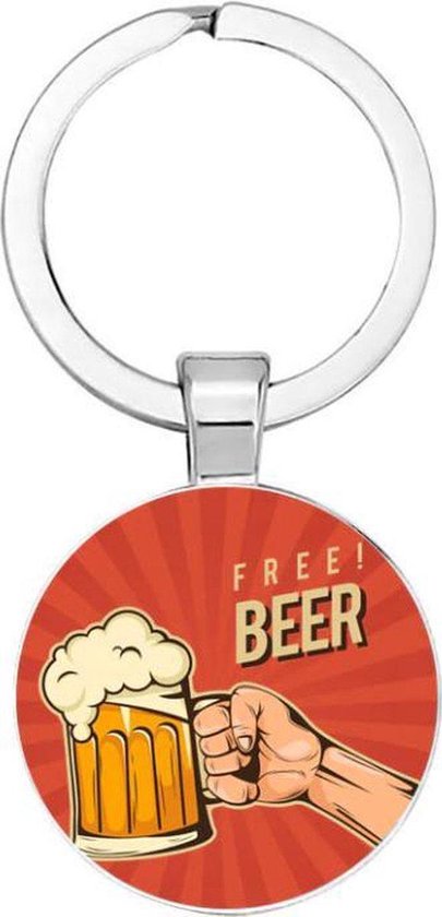 Akyol - Free Beer Sleutelhanger - Bier - Bierliefhebber - Leuk kado voor iemand die van bier drinken houd - 2,5 x 2,5 CM
