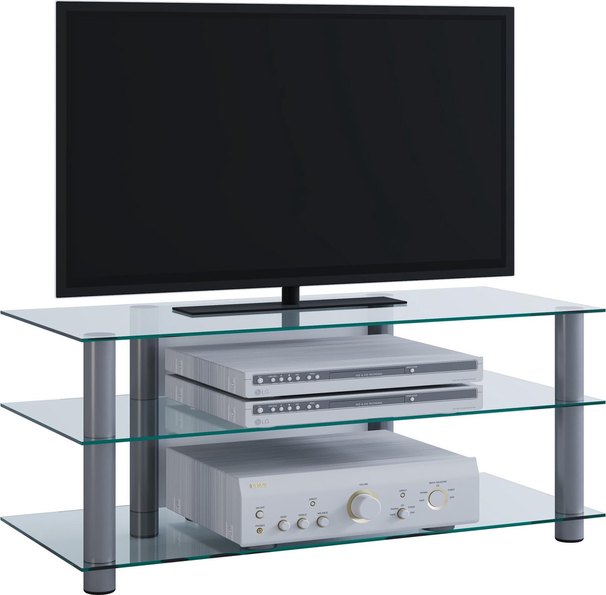 TV meubel dressoir TV meubel TV plank aluminium glazen tafel Zumbo