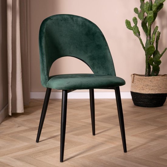 Groene velvet stoel met open rugleuning | bol.com