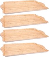 Set van 4x stuks bamboe houten dienbladen/serveerbladen met fineerhout 45 x 31 x 2 cm - Bamboevezel Dienbladen/serveerbladen