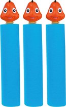 3x Lichtblauw vissen waterpistool/waterpistolen van foam 26,5 cm met bereik van 6 meter