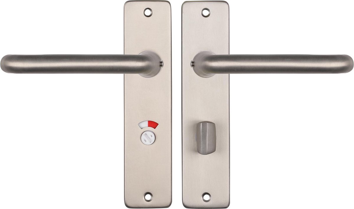 Starx Deurklink Zilver - RVS Look – Deurbeslag – Deurschild met Toiletsluiting (WC63–8) – Deurklink Coupe