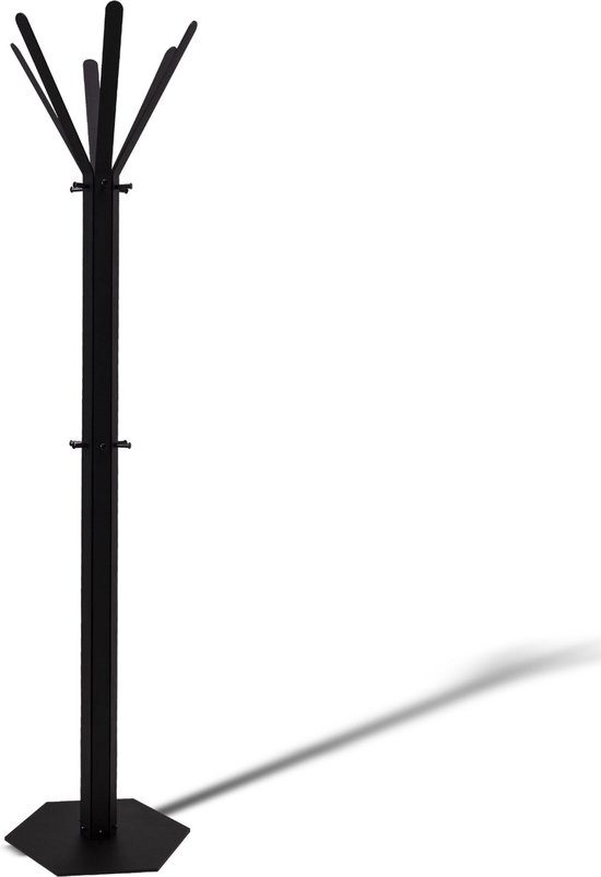 Gorillz Molto - Staande Kapstok - 18 kapstokhaken Staande Kleerhanger (175 x 35 x 40 cm) - Metaal- Zwart