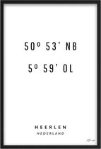 Poster Coördinaten Heerlen A2 - 42 x 59,4 cm (Exclusief Lijst)