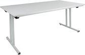 Opklapbare kantinetafel met T-poot 120cm x 80cm grijs frame grijs blad