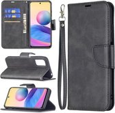 Voor Geschikt voor Xiaomi Poco M3 Pro / Redmi Note 10 5G Retro Lamsvacht Textuur Pure Kleur Horizontale Flip PU Lederen Case met Houder & Kaartsleuven & Portemonnee & Lanyard (Zwar