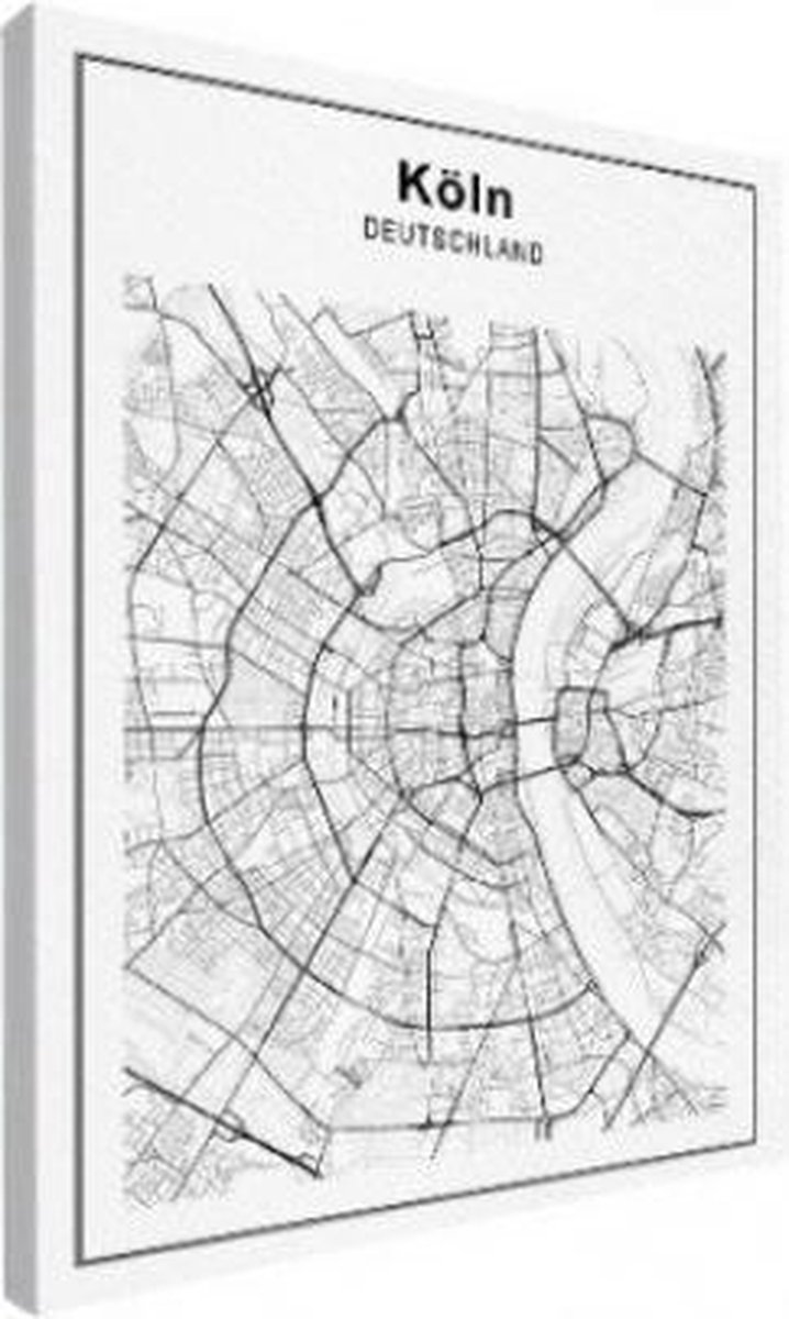 Stadskaart Keulen - Canvas 50x70