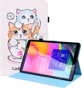 Voor Samsung Galaxy Tab A 10.1 2019 SM-T515/SM-T510 Animal Patroon Horizontale Flip Lederen Case met Houder & Kaartsleuven & Fotolijst (Cat Brothers)