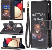 Voor Samsung Galaxy A03s Gekleurde Tekening Patroon Rits Horizontale Flip Lederen Case met Houder & Kaartsleuven & Portemonnee (Beer)