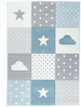 Kindervloerkleed Sterren en Wolken Blauw-80 x 150 cm