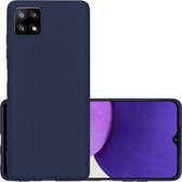 Hoes Geschikt voor Samsung A22 5G Hoesje Cover Siliconen Back Case Hoes - Donkerblauw