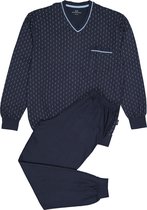 Gotzburg heren pyjama - blauw met lichtblauw en wit dessin - Maat: XXL