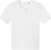SCHIESSER Mix+Relax T-shirt - korte mouw O-hals met knoopjes - wit - Maat: L